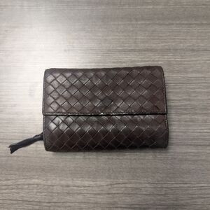 Bottega Veneta Brown Intrecciato Woven Leather Trifold Wallet